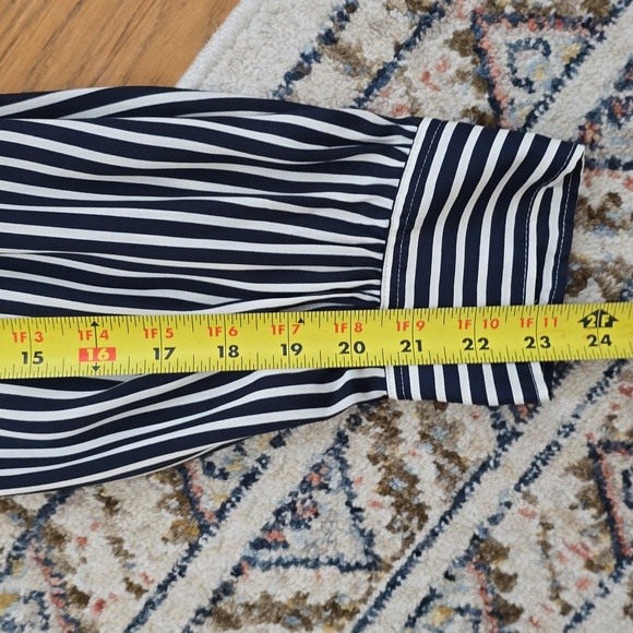 LIZ CLAIBORNE WOMENS PLUS PETITE NAVY/WHITE STRIPES LONG SLEEVE BLOUSE SIZE PXXL - Picture 14 of 14